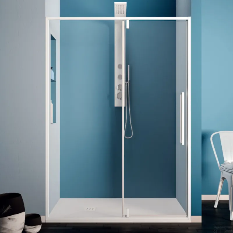 Aanbieding Klapdeur Lacus Murano Tweedelig Helder Glas 120x200 cm Aluminium Profiel Wit