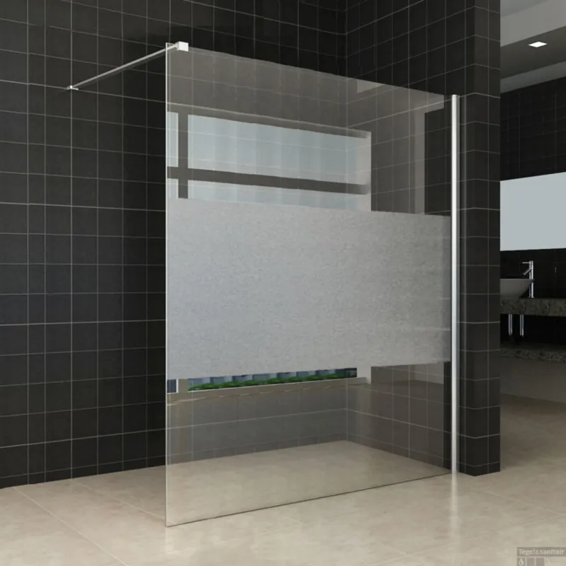 Betaalbaar Douchewand Wiesbaden 160x200cm 8mm met Middenband NANO Glas