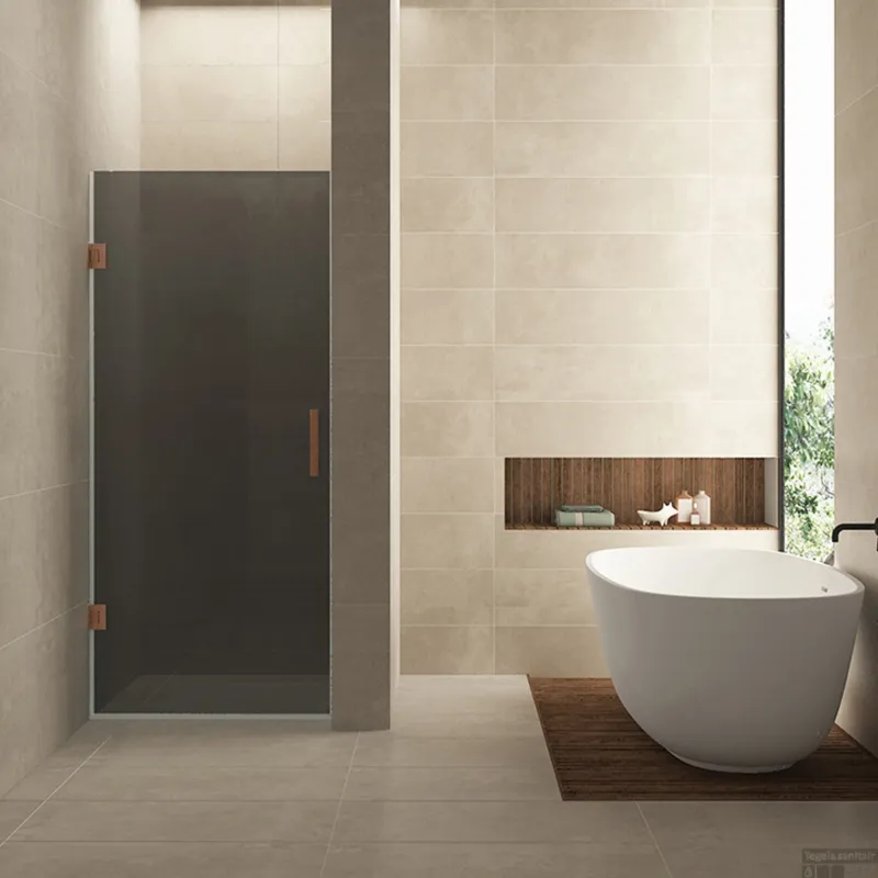 Laatste Versie Nisdeur Wiesbaden Less 80x200 cm 8 mm Nano Rookglas Geborsteld Brons Koper
