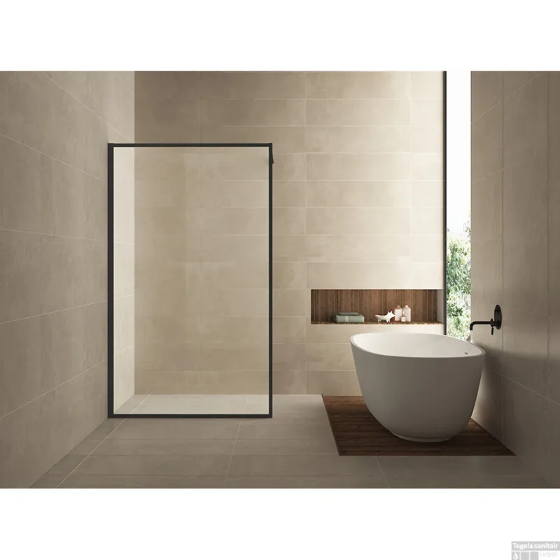 Betaalbaar Wiesbaden Douchewand Square 10mm 120x200cm Stabilisatiestang Nano Coating Mat Zwart Inloopdouche
