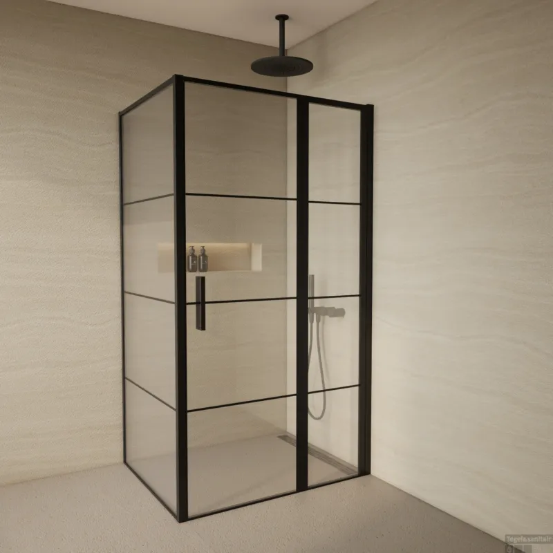 Douchecabine BWS Creton 90x140x200cm Draaideur incl Zijwand 8 mm Glas Mat Zwart Raster Veilige Betaling