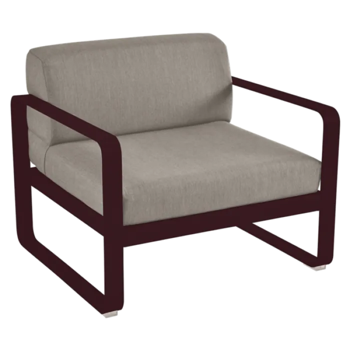 Direct Beschikbaar Fermob Bellevie fauteuil met grey taupe zitkussen-Black Cherry