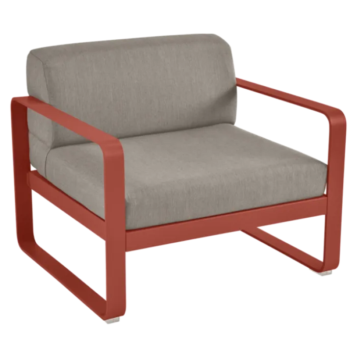 Fermob Bellevie fauteuil met grey taupe zitkussen-Red Ochre Hete Deal
