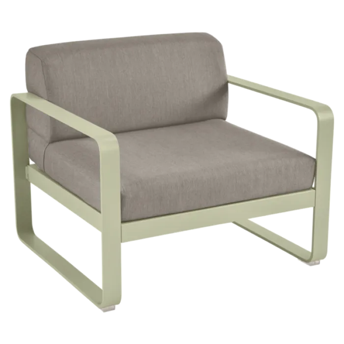 Merkproduct Fermob Bellevie fauteuil met grey taupe zitkussen-Willow Green