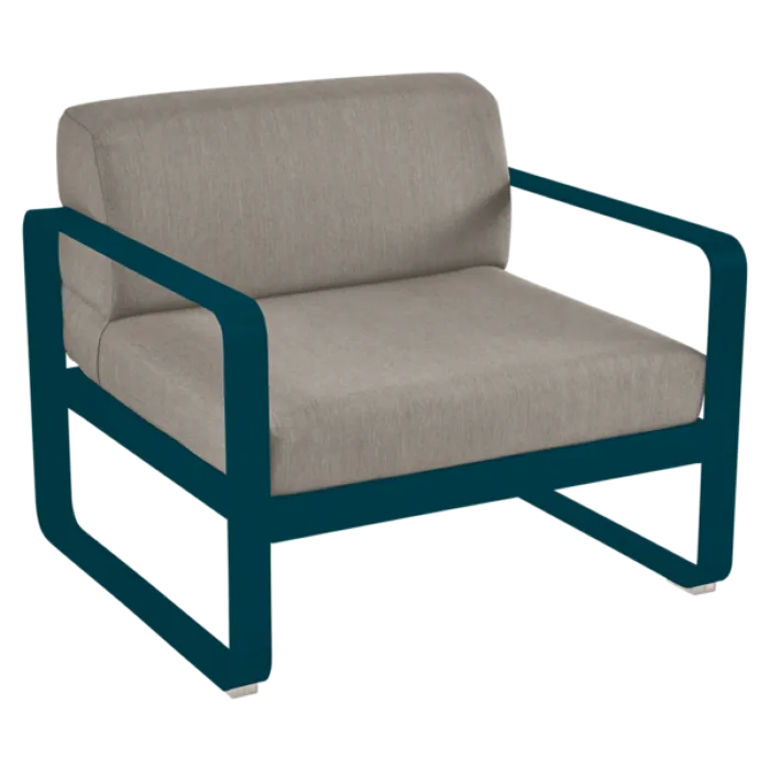 Fermob Bellevie fauteuil met grey taupe zitkussen-Acapulco Blue Lage Prijs