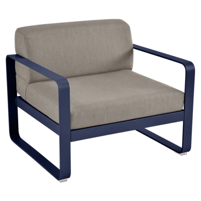 Fermob Bellevie fauteuil met grey taupe zitkussen-Deep Blue Koop Vandaag