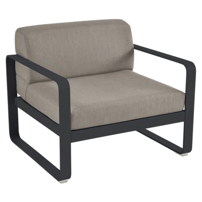 Fermob Bellevie fauteuil met grey taupe zitkussen-Anthracite Lage Kosten