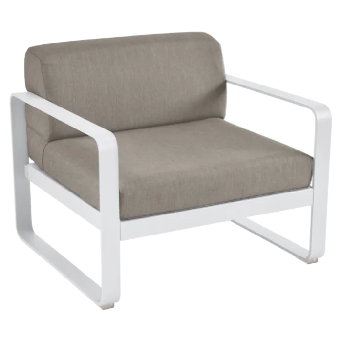 Laatste Versie Fermob Bellevie fauteuil met grey taupe zitkussen-Cotton white
