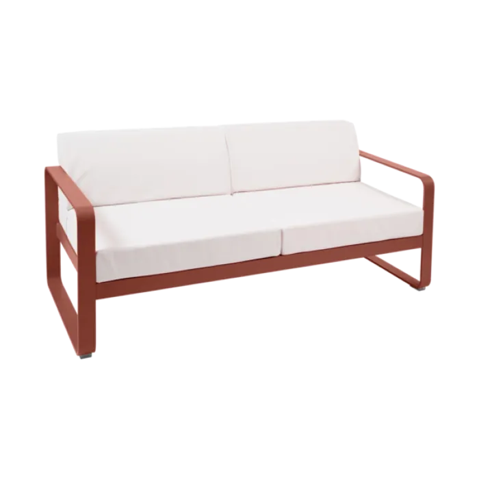 Fermob Bellevie 2-zits loungebank met off-white zitkussen-Red Ochre Alleen Vandaag
