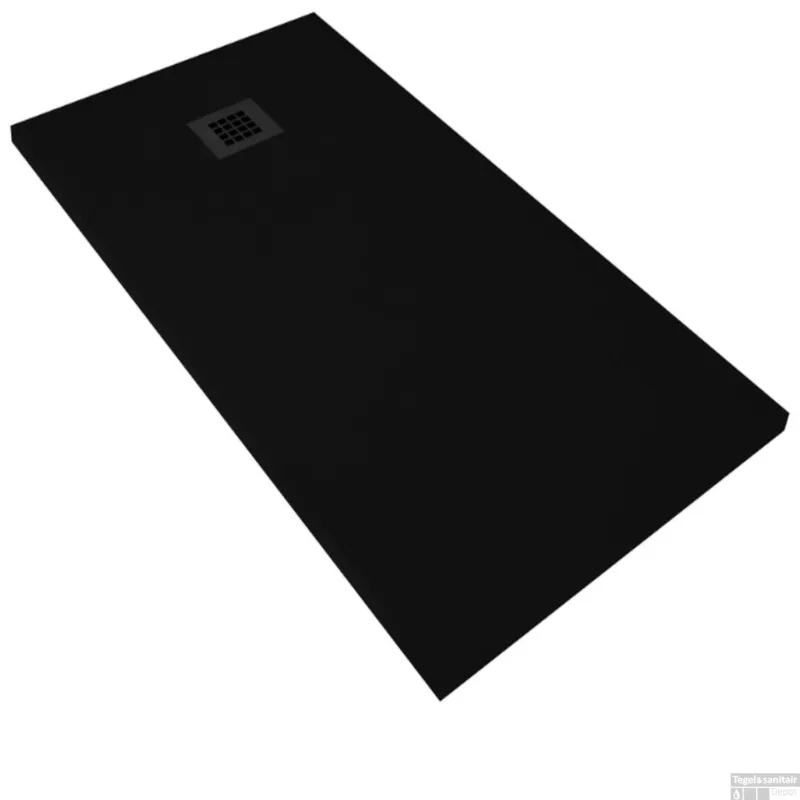 Hete Deal Douchebak BWS Renovi 120x90x3 cm Composietsteen Mat Zwart