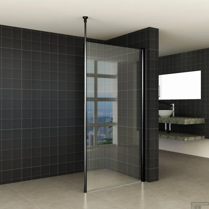 Shop Nu BWS Safetyglass Inloopdouche Verticale Stang 90x200 10mm Nano Coating Mat Zwart