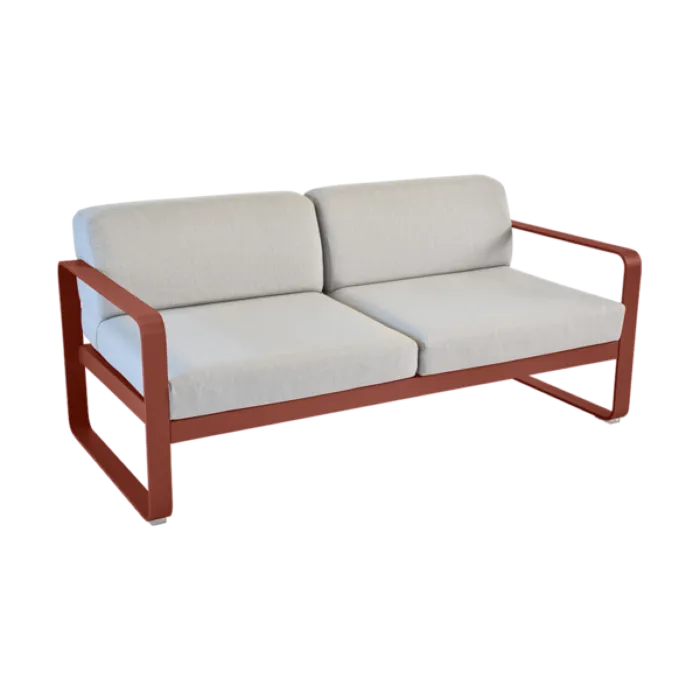 Beste Prijs Fermob Bellevie 2-zits loungebank met flannel grey zitkussen-Red Ochre