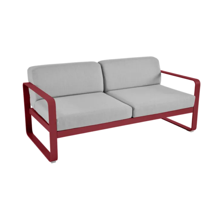 Tijdelijk Beschikbaar Fermob Bellevie 2-zits loungebank met flannel grey zitkussen-Chili