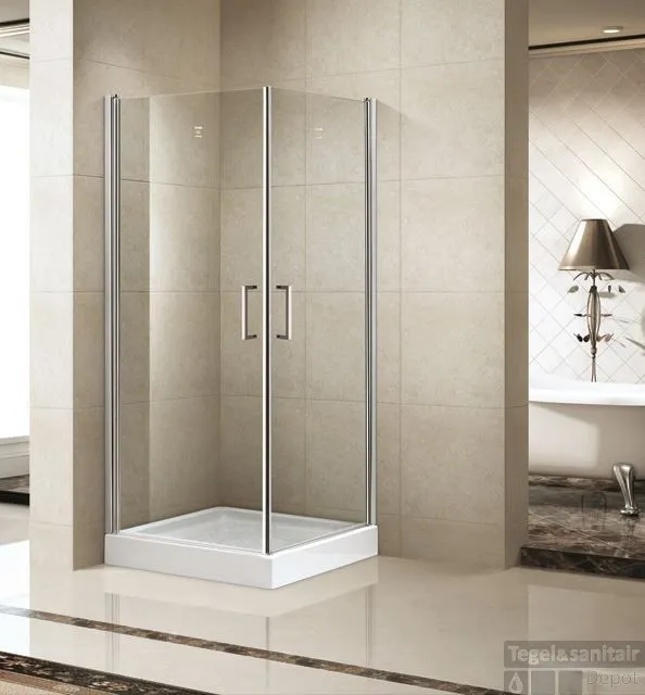 Douchecabine Sanilux Double vierkant 2 swingdeuren 90x90cm Koopje