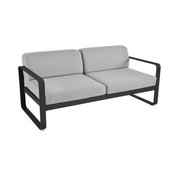 Fermob Bellevie 2-zits loungebank met flannel grey zitkussen-Liquorice Betaalbaar