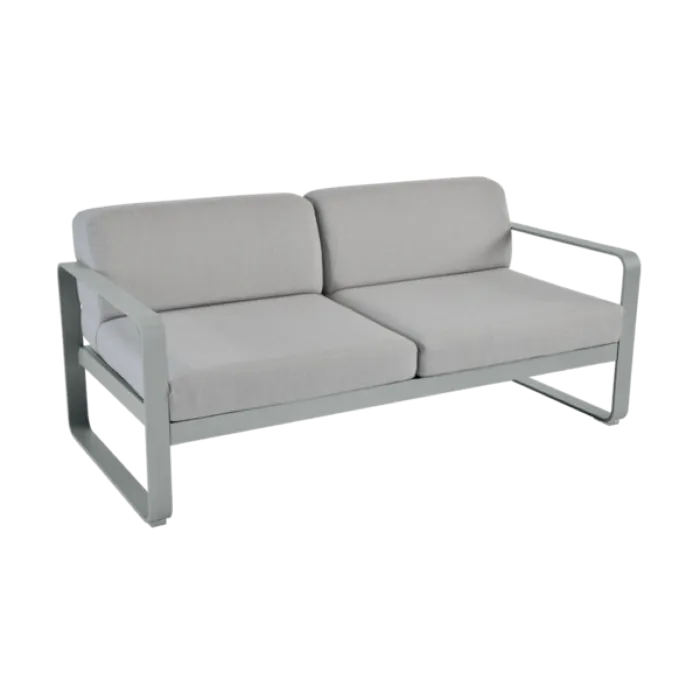 Fermob Bellevie 2-zits loungebank met flannel grey zitkussen-Lapilli Grey Shop Nu