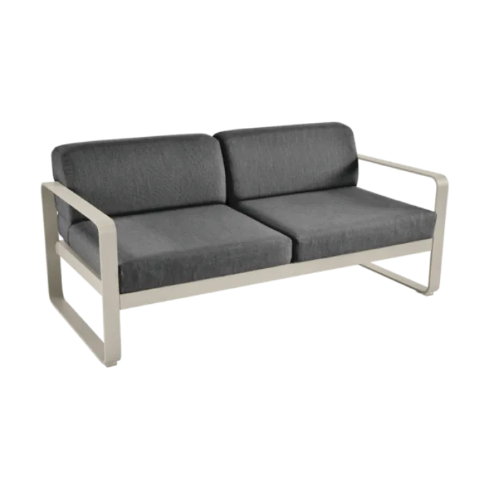Fermob Bellevie 2-zits loungebank met graphite grey zitkussen-Nutmeg Koopje
