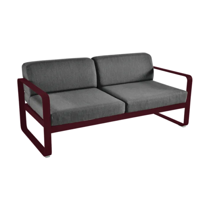 Fermob Bellevie 2-zits loungebank met graphite grey zitkussen-Black Cherry Dagaanbieding