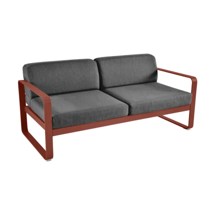 Fabrieksprijs Fermob Bellevie 2-zits loungebank met graphite grey zitkussen-Red Ochre