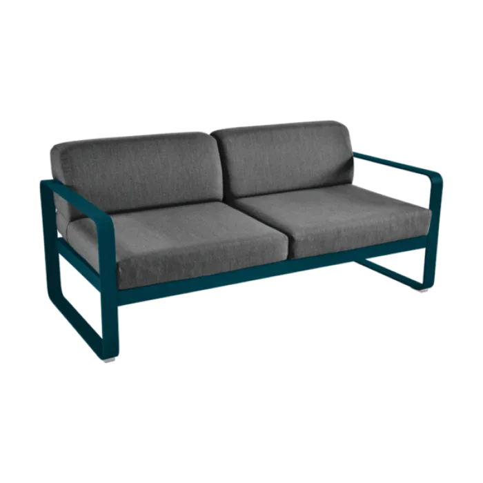 Fermob Bellevie 2-zits loungebank met graphite grey zitkussen-Acapulco Blue Laatste Kans