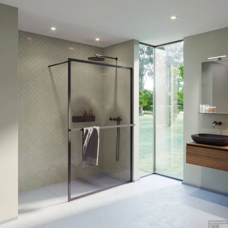 Aanbieding Inloopdouche Riho Lucid GD400 Omkeerbaar Verstelbaar Aluminium 200x100 cm Mat Zwart