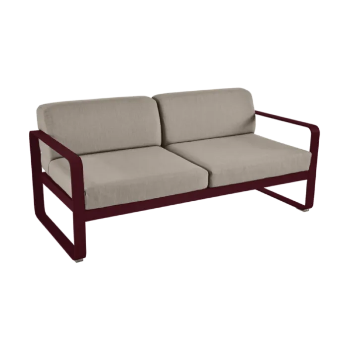 Fermob Bellevie 2-zits loungebank met grey taupe zitkussen-Black Cherry Alleen Vandaag