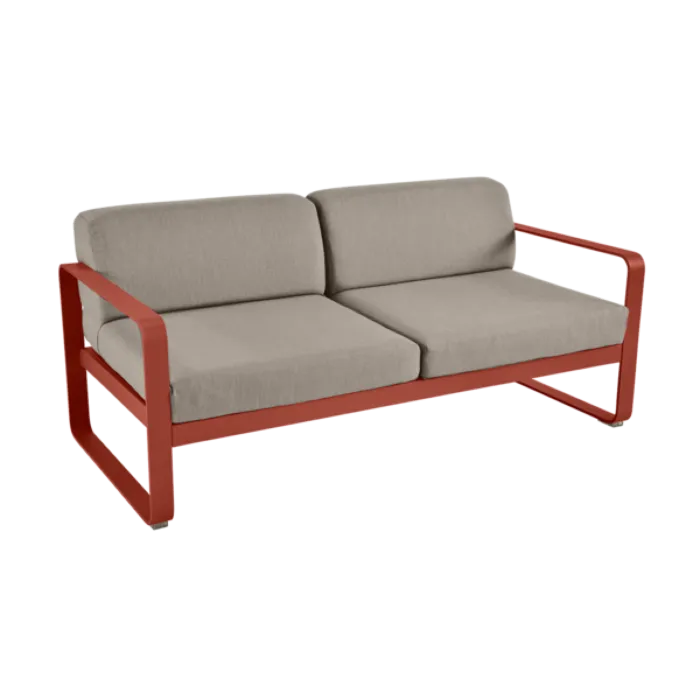 Populair Fermob Bellevie 2-zits loungebank met grey taupe zitkussen-Red Ochre