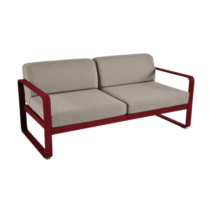 Fermob Bellevie 2-zits loungebank met grey taupe zitkussen-Chili Hoge Kwaliteit