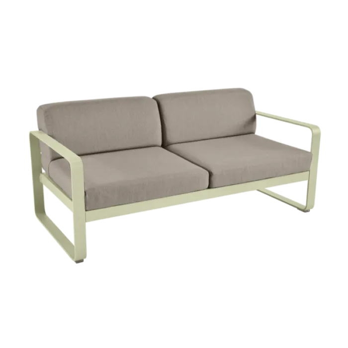 Fermob Bellevie 2-zits loungebank met grey taupe zitkussen-Willow Green Bestseller