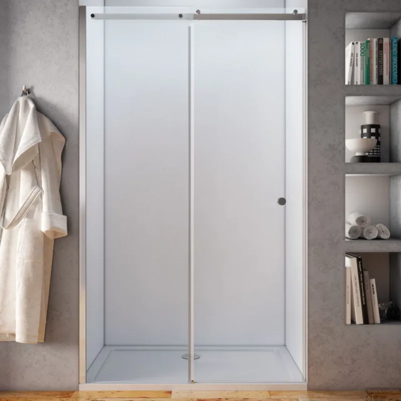 Must-Have Schuifdeur Lacus Pantella Round Tweedelig Helder Glas Chroom Aluminium Profiel (alle maten)