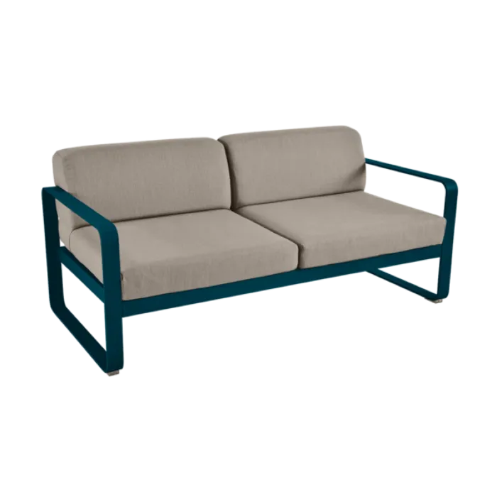 Lage Kosten Fermob Bellevie 2-zits loungebank met grey taupe zitkussen-Acapulco Blue