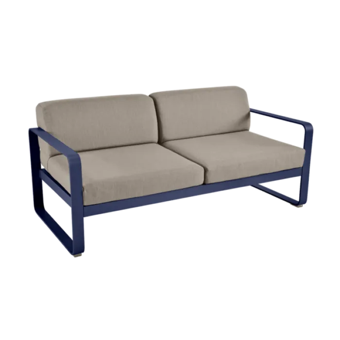 Rechtstreeks Van De Fabrikant Fermob Bellevie 2-zits loungebank met grey taupe zitkussen-Deep Blue