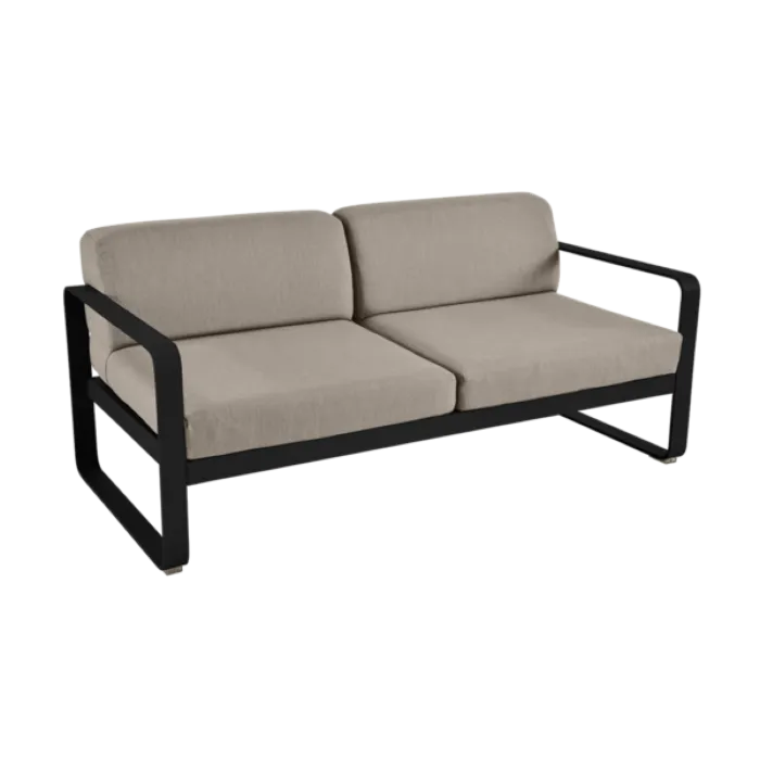 Gereduceerde Prijs Fermob Bellevie 2-zits loungebank met grey taupe zitkussen-Liquorice