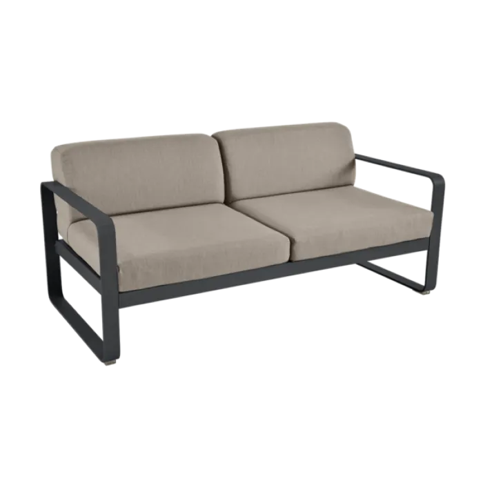 Must-Have Fermob Bellevie 2-zits loungebank met grey taupe zitkussen-Anthracite