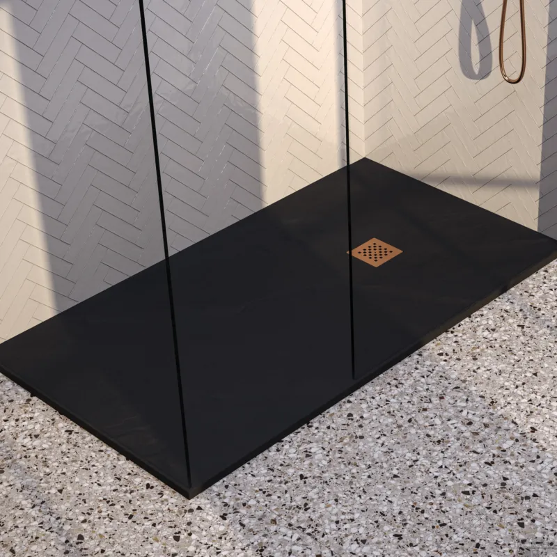 BRAUER Douchebak Asteroid 100x180 incl. antislip en antibacterieel mineraalmarmer mat zwart Beperkte Voorraad