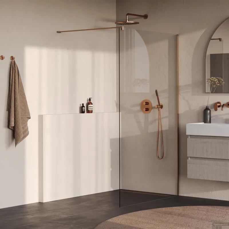 BRAUER Oblivion inloopdouche helder glas 120x200 incl. glascoating PVD koper geborsteld Betrouwbaar