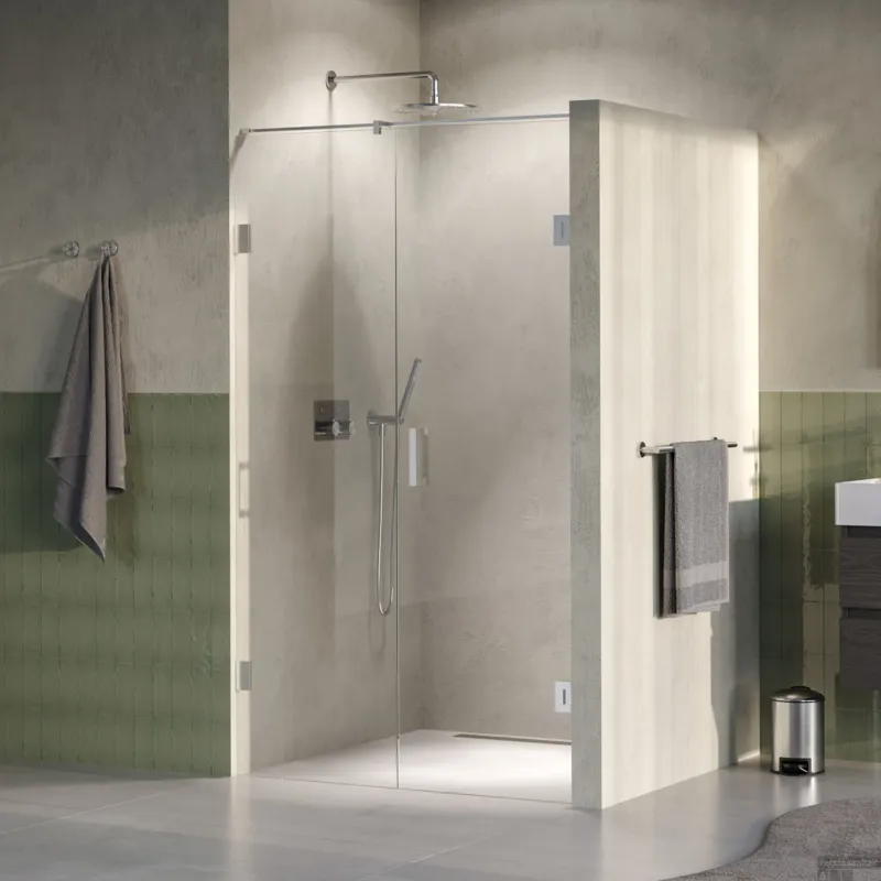 Alleen Vandaag BRAUER Void nisdeur 2-delig helder glas 110x200 omkeerbaar met draaideur 60 aan muur incl. glascoating PVD RVS-kleurig