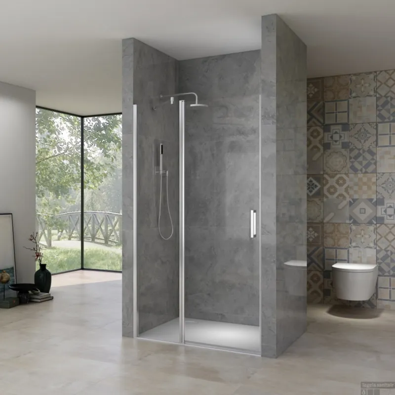 Betrouwbaar Nisdeur Van Rijn ST02 88x200 cm Draaideur 6 mm Met Vaste Wand 8mm Chroom