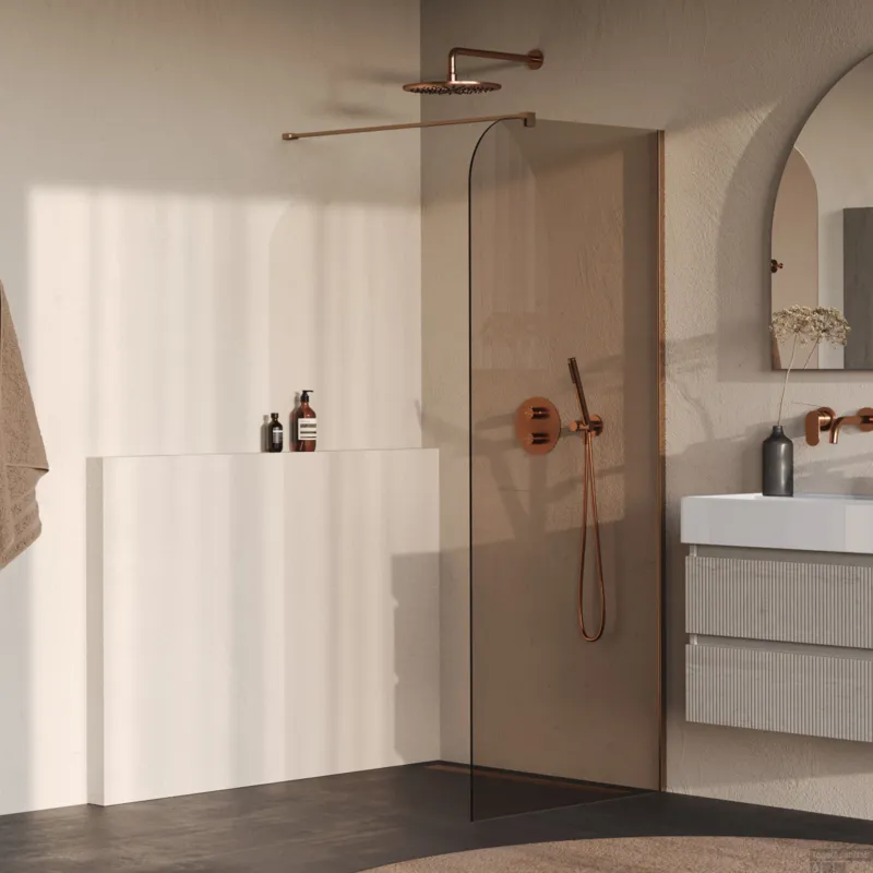 Betrouwbaar BRAUER Orion inloopdouche brons glas 90x200 incl. glascoating Geborsteld Koper PVD