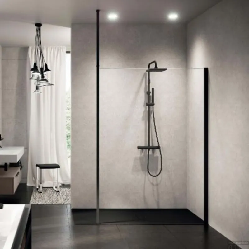 Inloopdouche Novellini Kuadra H 75x200 cm Helder Glas Mat Zwart Profiel Alleen Vandaag