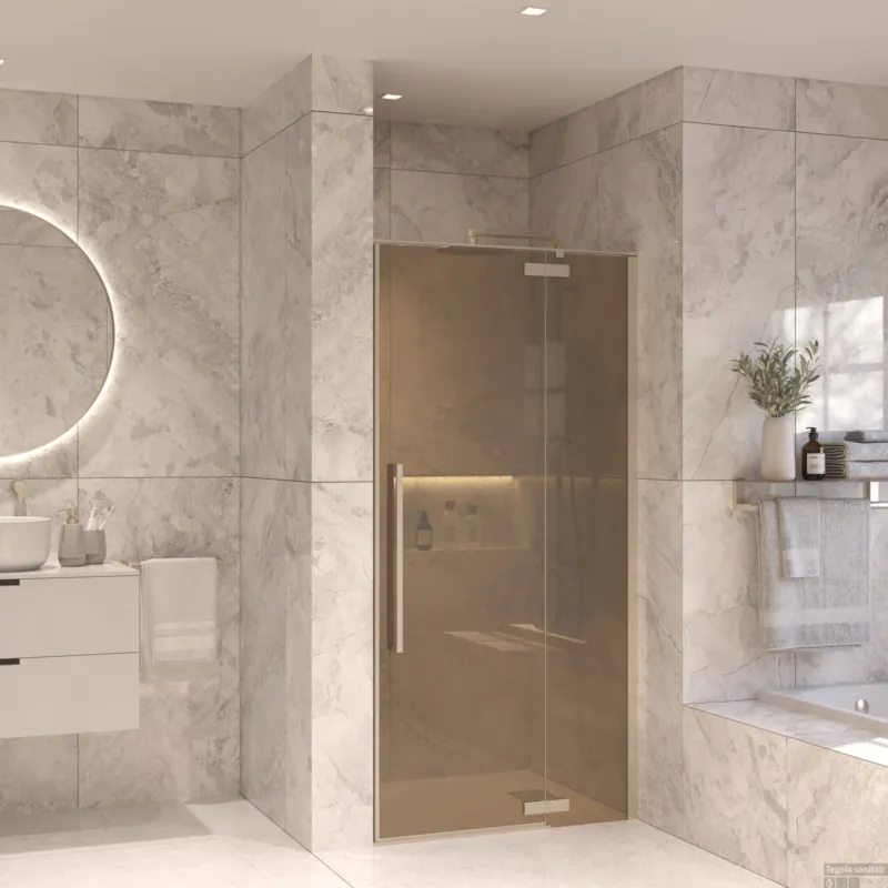 Gereduceerde Prijs Nisdeur Set Sanivo Vigo Champagne Glas 100x200 Chroom