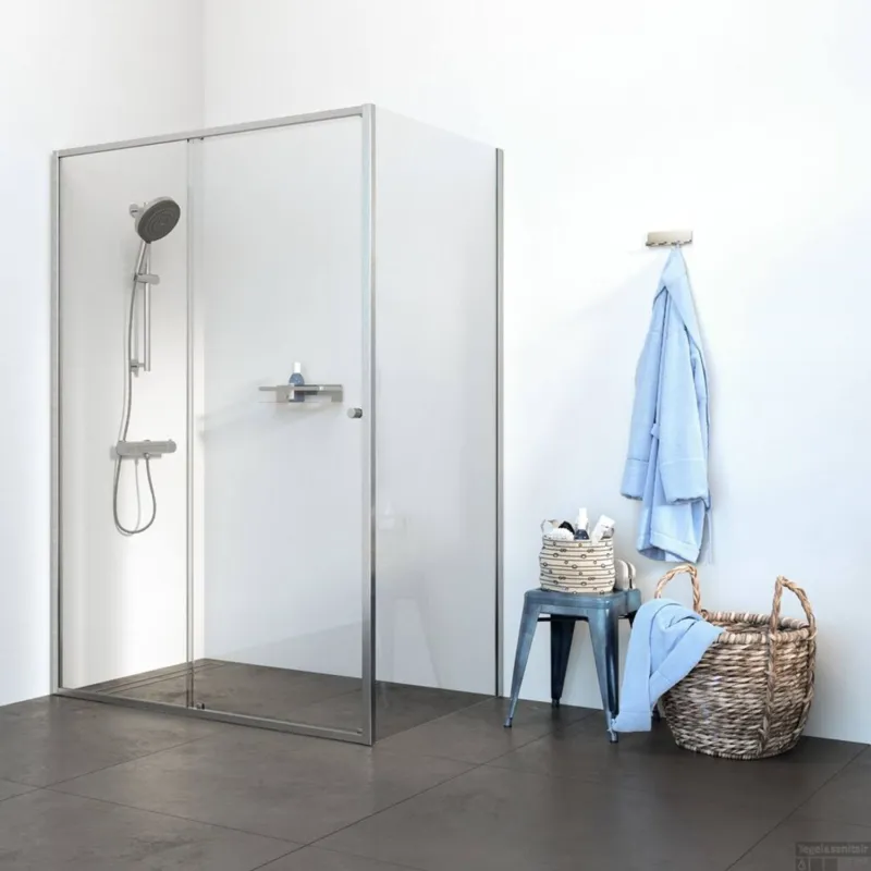 Sealskin Contour Douchecabine met Schuifdeur 140x90 cm 6 mm Helder Glas RVS Exclusieve Aanbieding