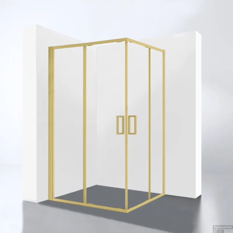Dagaanbieding Douchecabine Best Design Hulmer Nancy 120x89x210 cm Met Twee Schuifdeuren Mat Goud