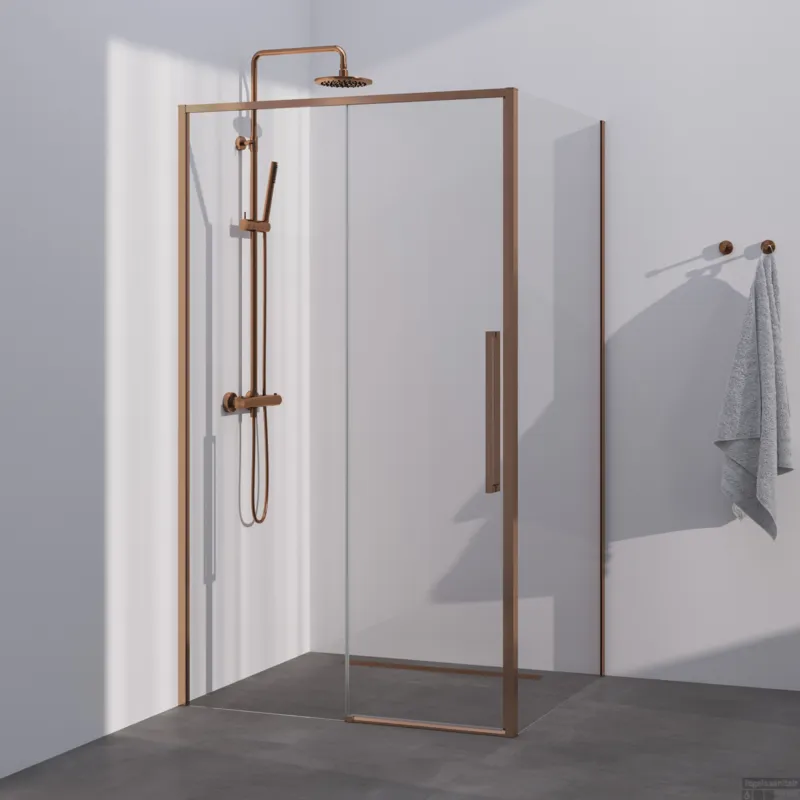 BRAUER Season douchecabine model B met schuifdeur helder glas 100x100x200 omkeerbaar incl. glascoating Season-Koper Populair