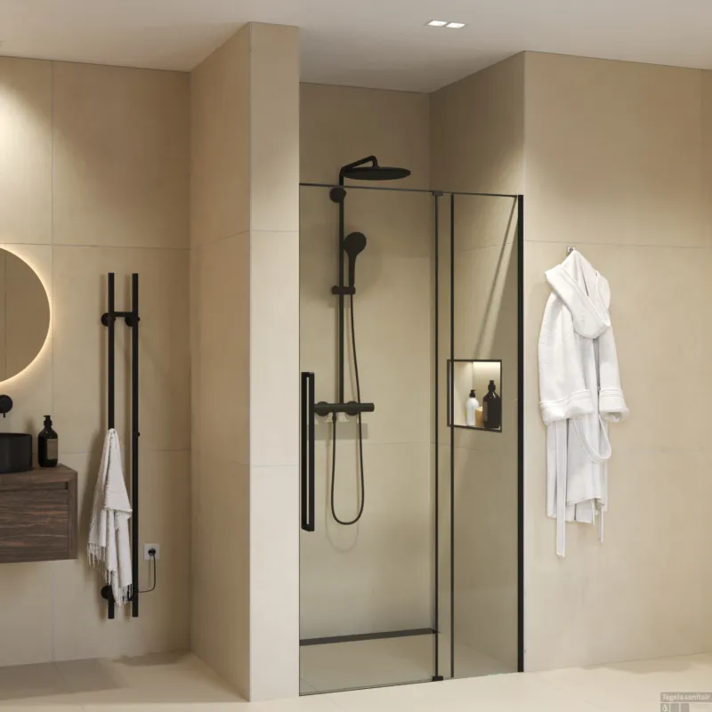 Nisdeur Sanivo Sena Met Vast Paneel Helder Glas 100x200 cm Met Montageset Mat Zwart Speciale Aanbieding