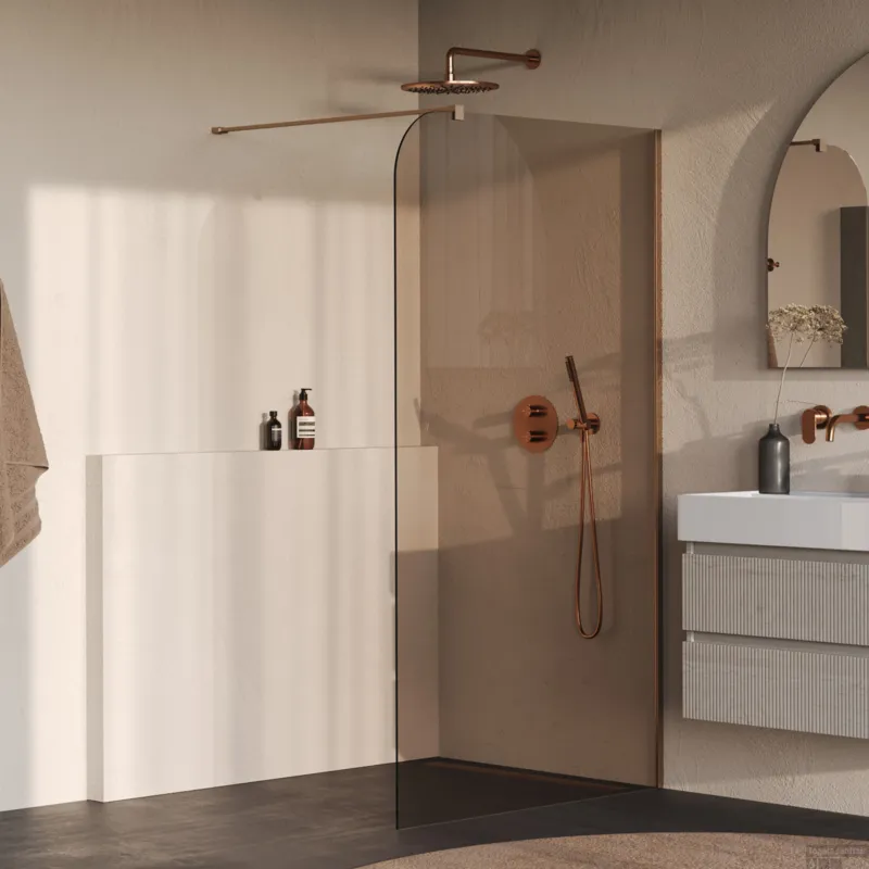 Korting BRAUER Orion inloopdouche brons glas 120x200 incl. glascoating Geborsteld Koper PVD