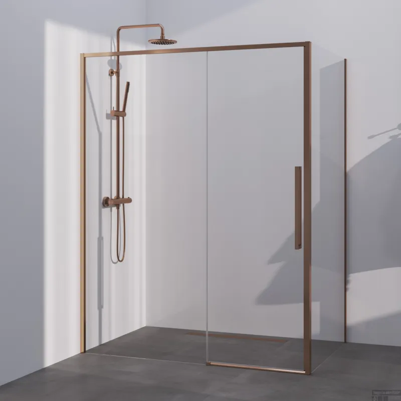 BRAUER Season douchecabine model B met schuifdeur helder glas 140x100x200 omkeerbaar incl. glascoating Season-Koper Dagaanbieding