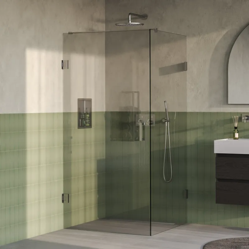 BRAUER Void douchecabine met draaideur helder glas 100x100x200 incl. glascoating PVD RVS-kleurig geborsteld Must-Have
