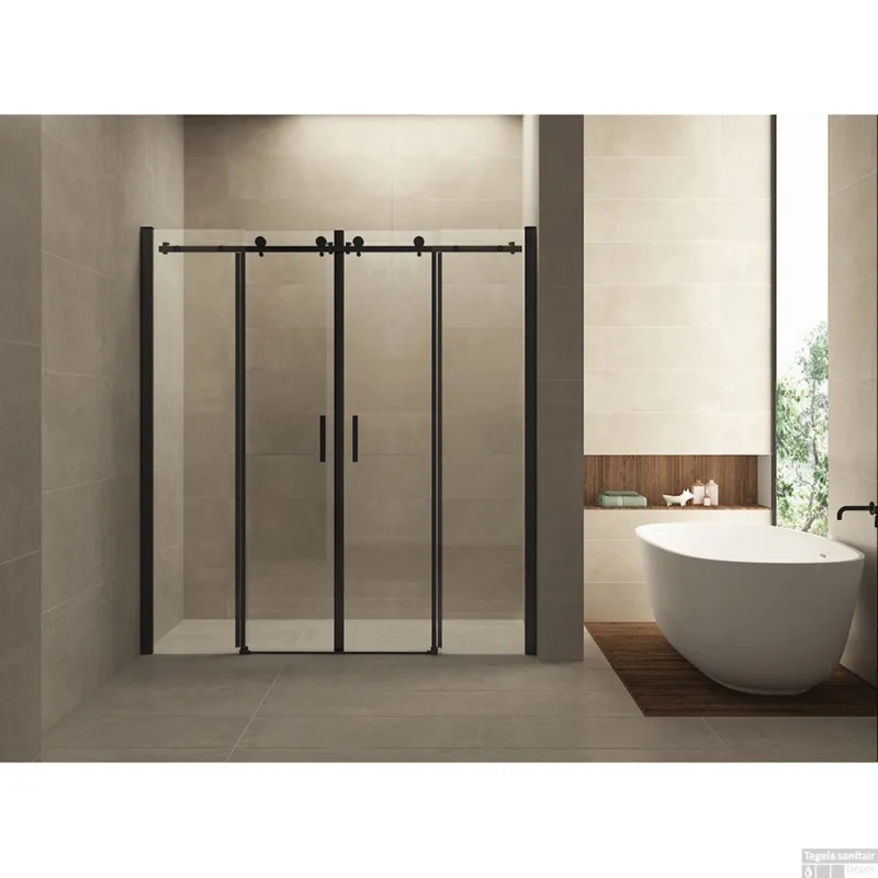 Tijdelijk Beschikbaar Wiesbaden Douchedeur Schuifbaar 4-Delig 180x200cm 8mm Nano coating glas Mat Zwart Nisdeur