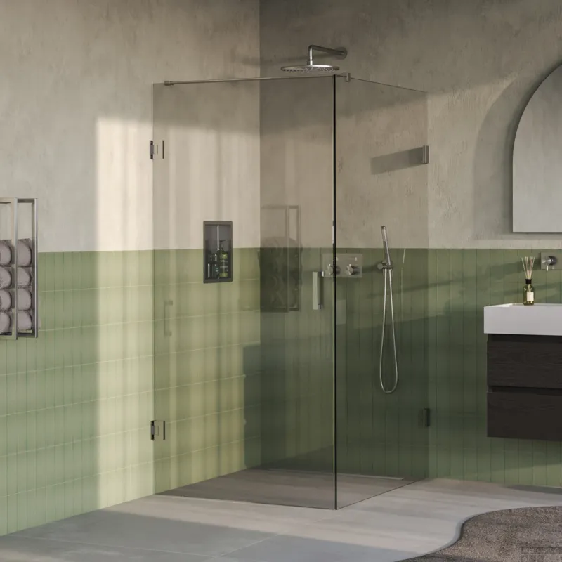 BRAUER Void douchecabine met draaideur helder glas 100x120x200 incl. glascoating PVD RVS-kleurig geborsteld Snelle Levering